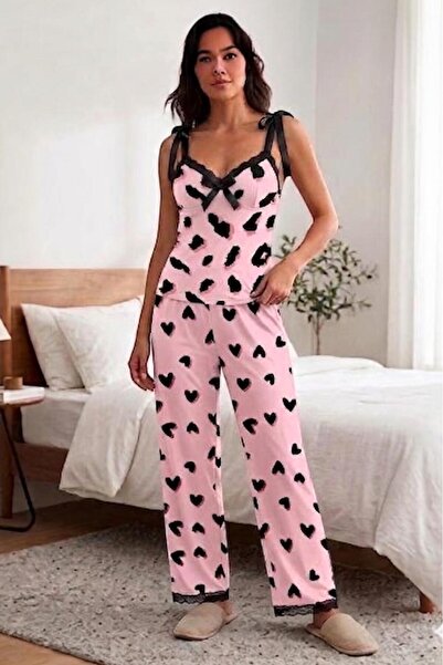 Home Bod Baskı Detaylı Askılı Pijama Takımı