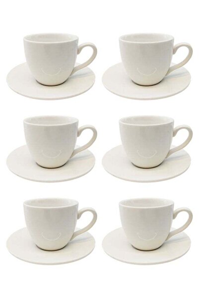 Celia 12-Piece Porcelain Tea Cup & Saucer Set White 130ML, Set for 6 People