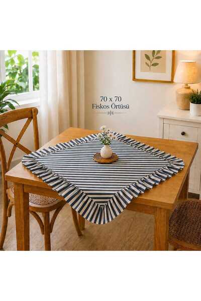 HOME ART ATELIER hand made Fırfırlı Keten Kare Fiskos Örtüsü - Renkli - Kare ...