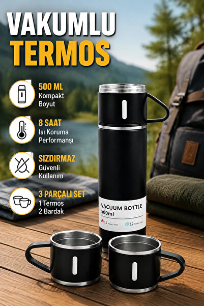 canrodi 500 ml Stainless Steel Vacuum Thermos – Leak-Proof Lid, 8 Hours Heat ...