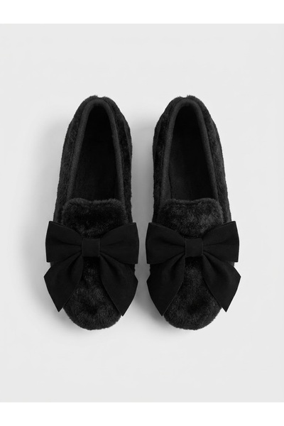 ZARICH Nora Soft Plush Non-Slip Sole Women's Ballerina Slippers with Bow Acce...