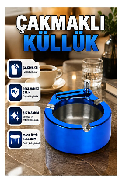 canrodi Stainless Steel Look Lighter Ashtray – Tabletop Metal Design