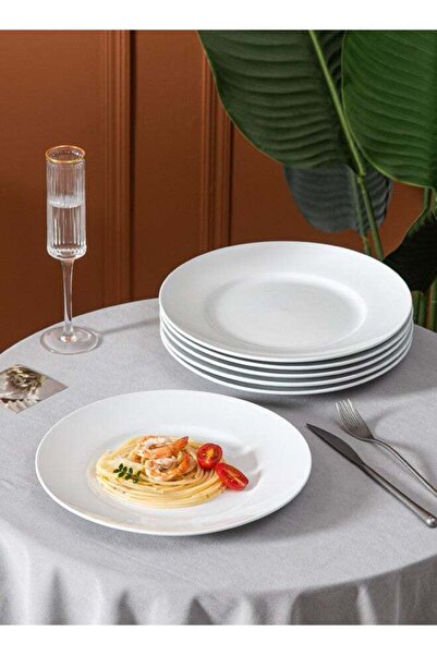 Dove 6-Piece Porcelain Flat Dinner Plates 10.75 Inch White