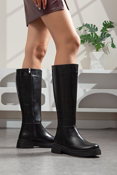 MaskButik Cizme din piele Serenza Negre
