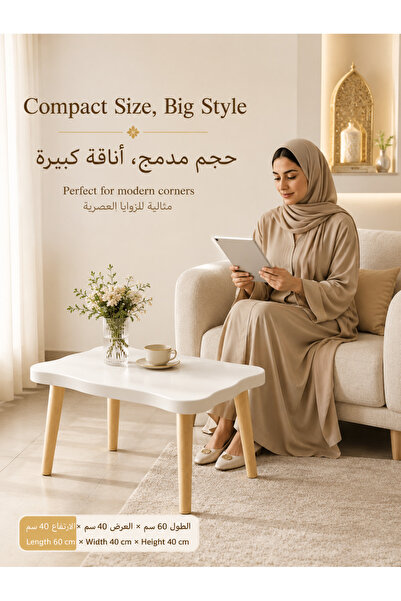 Generic Brand طاولة جانبية صغيرة للكمبيوتر المحمول، سطح دائري بلون أبيض كريمي...