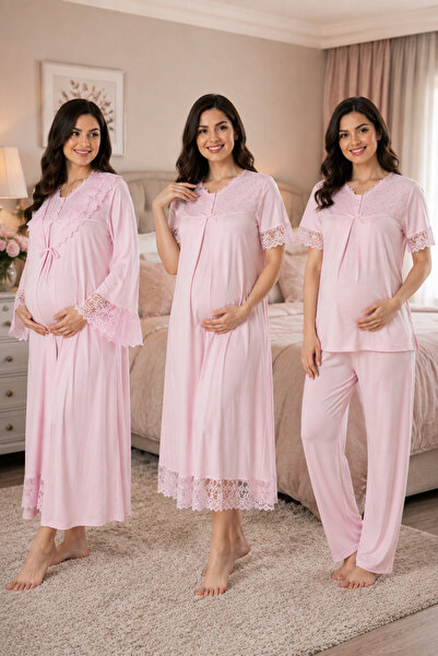 by İGP Maternity Pajamas and Nightgown Set with Breastfeeding Feature, 4-Piec...