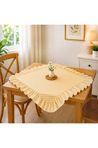 HOME ART ATELIER hand made Fırfırlı Keten Kare Fiskos Örtüsü - Renkli - Kare ...