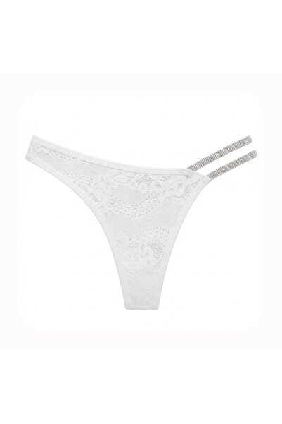 Generic Brand Women's Lace Thong Panty with Rhinestone Double-Strap Design – ...