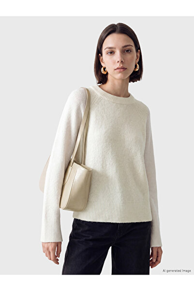 LC Waikiki Lcw Modest Ecru Crew Neck Women's Knitwear Sweater