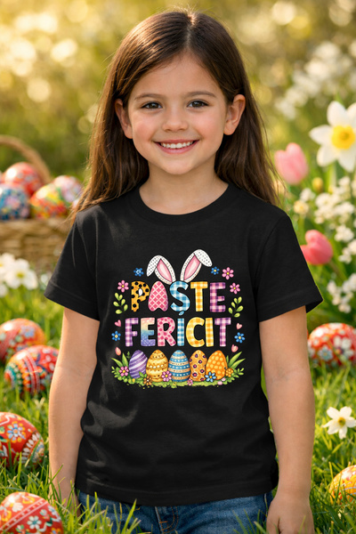 MVRDAR Tricou copii Paste fericit - tricou unisex din bumbac 100%, colectia P...
