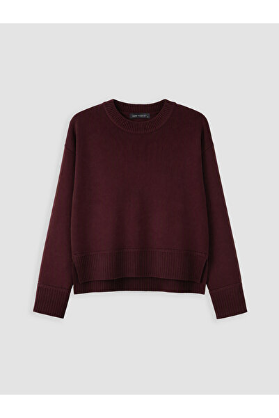 LC Waikiki Lcw Modest Burgundy Crew Neck Women's Knitwear Sweater