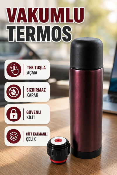 canrodi Stainless Steel Double-Layer Vacuum Thermos – for Office, Car, and Ca...