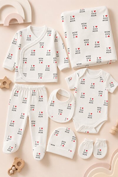 KUZENLER BEBE BEBEK %100 PAMUKLU YENİDOĞAN 7 PARÇA HASTANE ÇIKIŞ ZIBIN SETİ k...