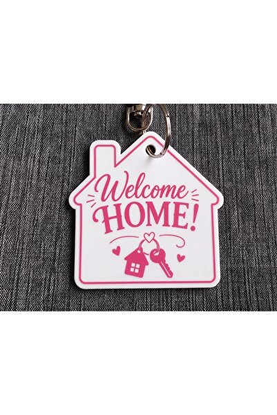 Yeni Ev Hediyesi (Homeowner) Ev Tasarımlı Anahtarlık - 3D Baskı - Pembe