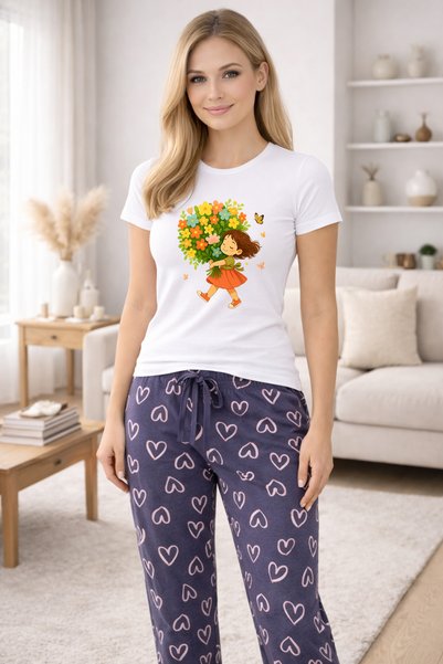 MVRDAR Pijamale dama din bumbac premium, pijama femei confortabila