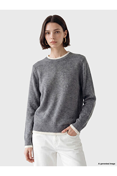 LC Waikiki Lcw Modest Gray Crew Neck Women's Knitwear Sweater
