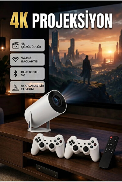 canrodi Akıllı 4K Projeksiyon – Wi-Fi 6, Bluetooth 5.0 ve Ayarlanabilir Tasarım