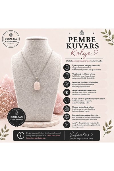 ŞİFAMTAŞ Pink Quartz Natural Stone Pendant (1)