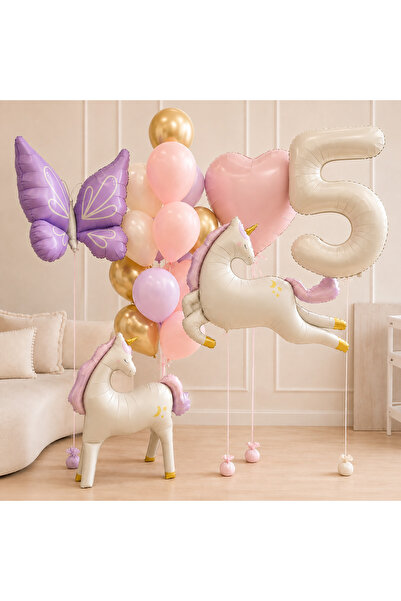 Genel Markalar 5 yaş balon seti kelebek unicorn balon set