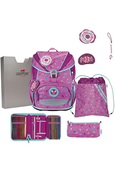 DerDieDas okul çantası ErgoFlex Light set 6 parça Sweet Sprinkles pembe