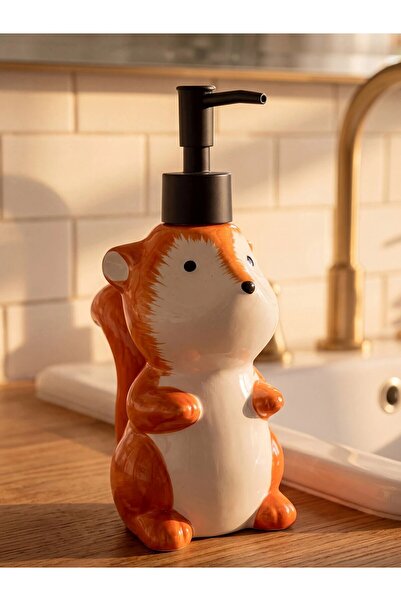 LC Waikiki Ceramic Liquid Soap Dispenser with Squirrel Figure - 13 cm