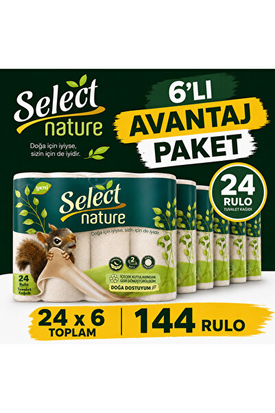 Select Nature 6 LI AVANTAJ 24 X 6 144 RULO TUVALET KAĞIDI ORGANİK