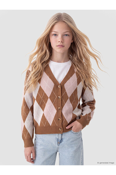 LC Waikiki Cardigan tricotat pentru fete cu model Baklava