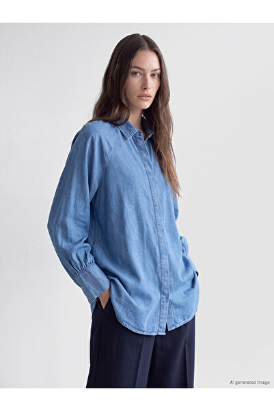 LC Waikiki Lcw Modest Indigo Women's Jean Shirt Tunic
