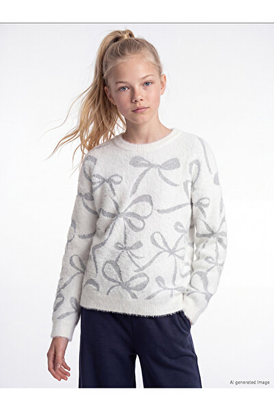 LC Waikiki Bow Patterned Girls' Knitwear Sweater