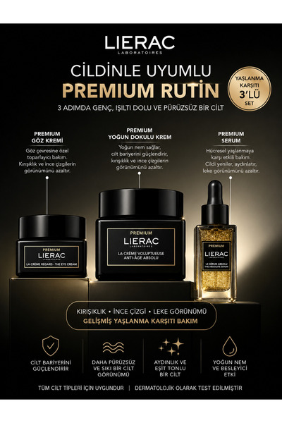 Lierac Premium 3-Piece Skin Care Set Against Signs of Aging, Care for the App...