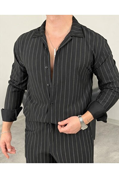 viperkombin Men's Crepe Shirt Striped Seasonal Regular Fit with Tok Fabric