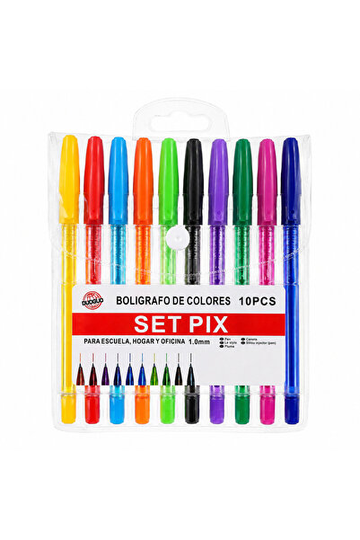 duoguo Set 10 Pixuri Colorate, Vârf 1 mm, Culori Asortate, Pentru Școală și B...