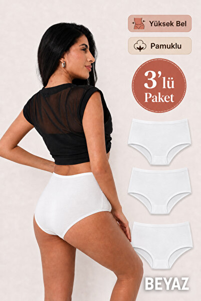 Soft Light Chiloți de damă cu talie înaltă, pachet de 3 – Bumbac elastic, con...