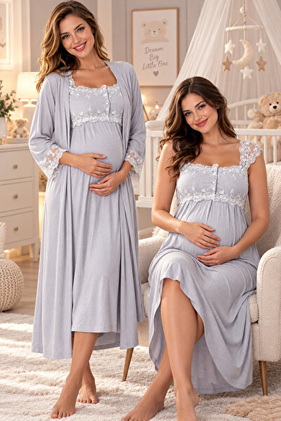 by İGP Pajama-Style Maternity Nightgown Set Effortt