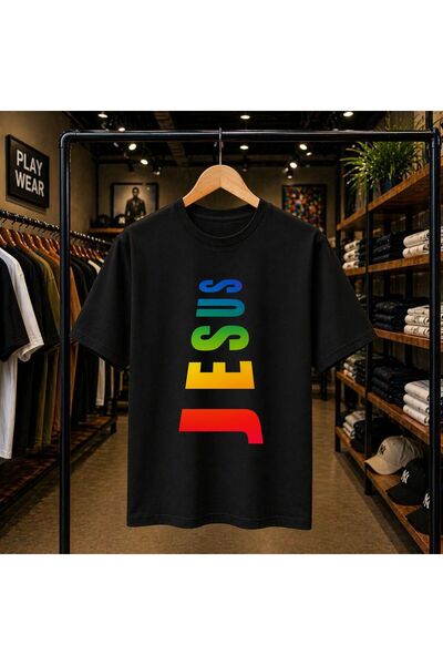 playwear Μπλουζάκι με στάμπα Jesus, 100% βαμβακερό, Oversize, Loose Regular F...