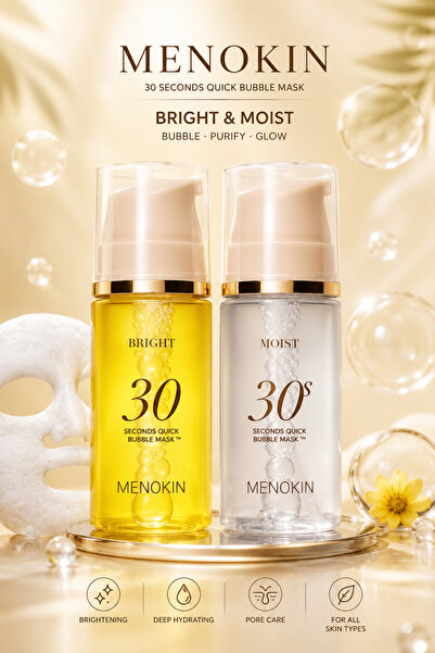 Menokin Bright & Moist Rapid Facial Bubble Mask Set – Radiance & Hydration – ...