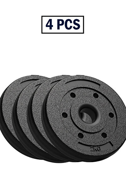 Fitness World 2kg Dumbbell Plate (4 Pack), Reinforced Plastic Weight Plate Id...