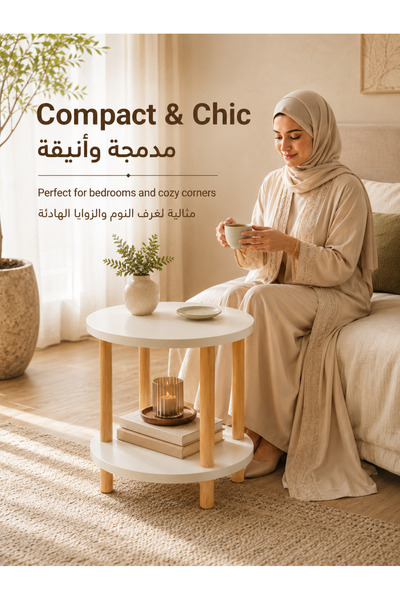 Generic Brand طاولة حديقة صغيرة الحجم مقاس 40x40x53 سم، طاولة جانبية بيضاء مس...