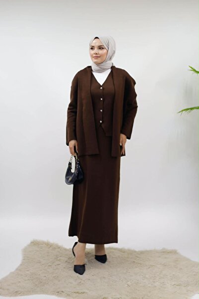 AXXAN Women's Hijab Skirt Set, 3-Piece Set, Buttoned Vest, Skirt and Cardigan...