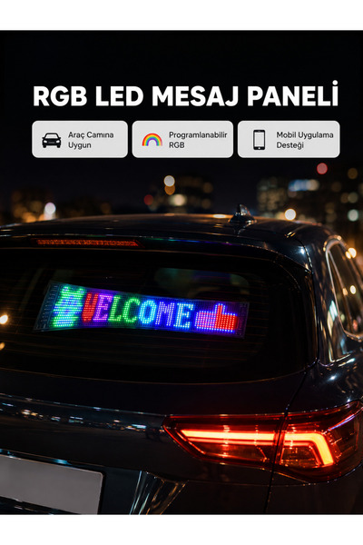RGB LED Panel – Mobil Uyumlu, Yazı ve GIF Destekli, USB Bağlantılı Dekoratif Ekran