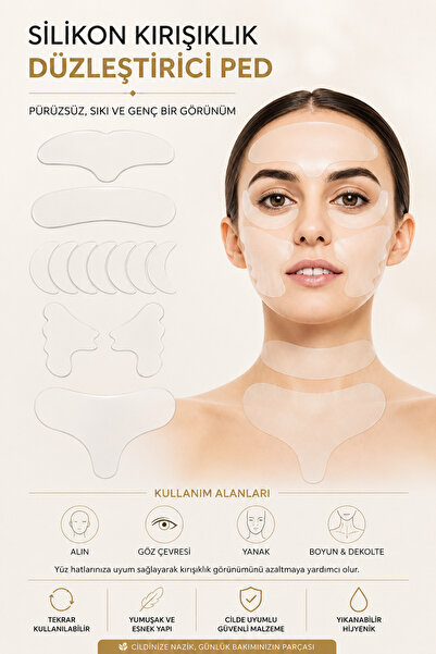shaping beauty 11 Adet Dekolte Kırışıklık Karşıtı Silikon Ped %100 Medikal Si...