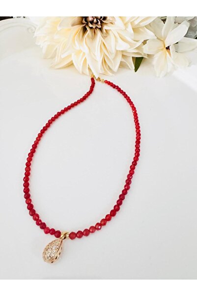 DEVİ fashion Natural Stone Drop Pendant Necklace 45 cm