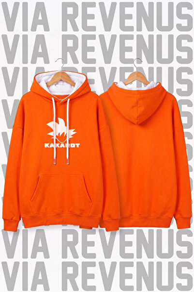 Vordevia Goku- Kakarot Printed Unisex Orange Wide Fit Hoodie Sweatshirt - 3 T...
