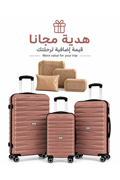 Flieger Luggage طقم شنط سفر 3 قطع ABS – حقائب سفر بعجلات 28/24/20 بوصة + منظم...