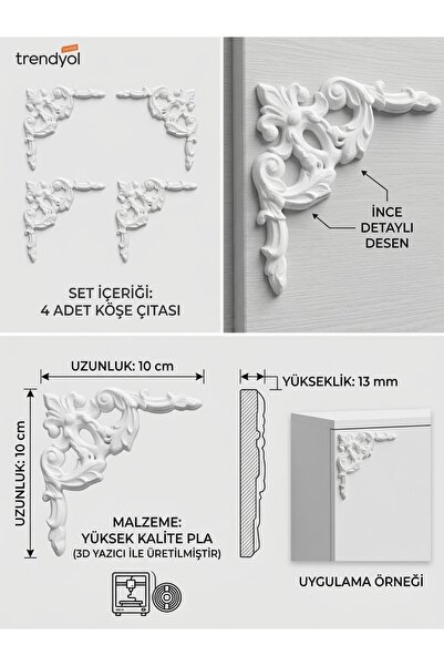 Bedoris Dekoratif köşe çıtası 4Adet