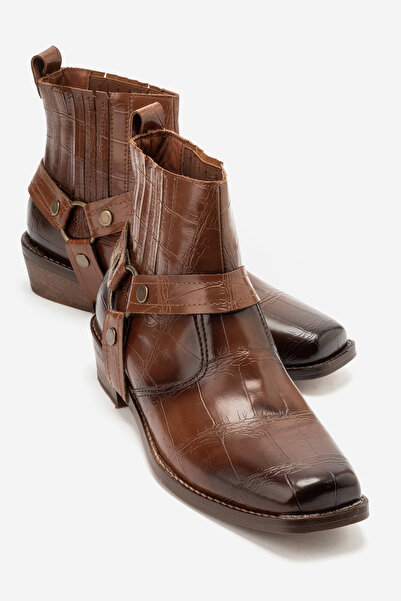 by selvi Lukka Shoes Bert Erkek Taba Kroko Kovboy Dallas Western Tak Çıkar De...