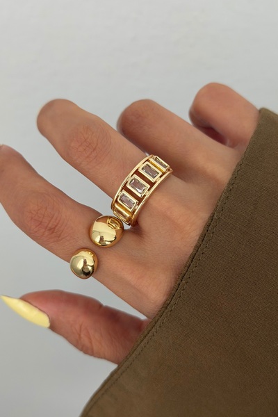 Lavian Accessories 2’li Baget Taş Detaylı Dio Yüzük Seti