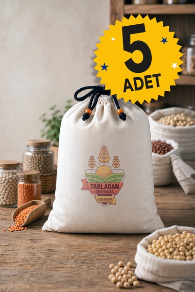 yibucraft | 5 Pieces |   Multi-Purpose Printed Legume Pouch Nuts Pouch and Dried Food Pouch - 100% Cotton Raw Cloth Fabric |   Model-05 |