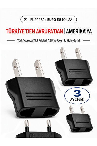 Vwin Türk/Avrupa Tipi Prizi Amerikan Tipine Çevirici Dönüştürücü Priz Euro EU...