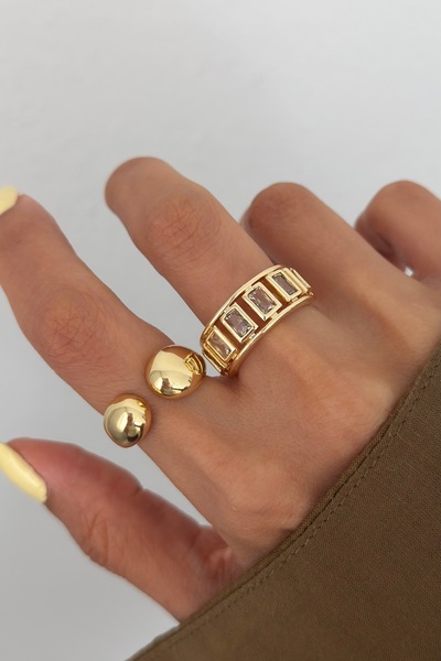 Lavian Accessories 2’li Baget Taş Detaylı Dio Yüzük Seti